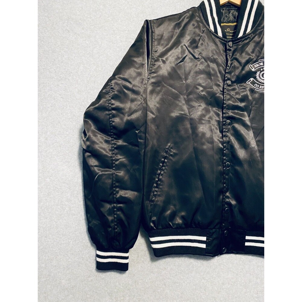 Sage Diamond Bomber Jacket Men's Medium Black Embroidered CO EST 2020 Streetwear - Picture 10 of 16